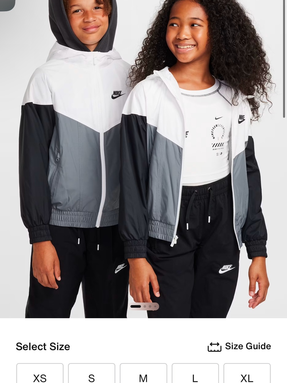 Nike Kids Colorblock Windbreaker Jacket - White/Gray/Black